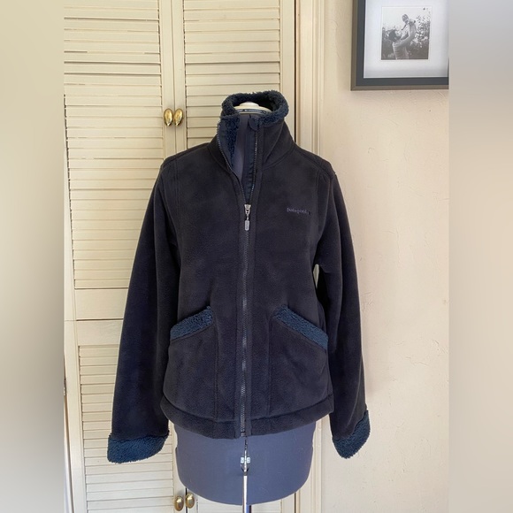 Rare Patagonia Synchilla Windzone Jacket w/ Velour Like Fleece Women Small Black - Picture 4 of 12